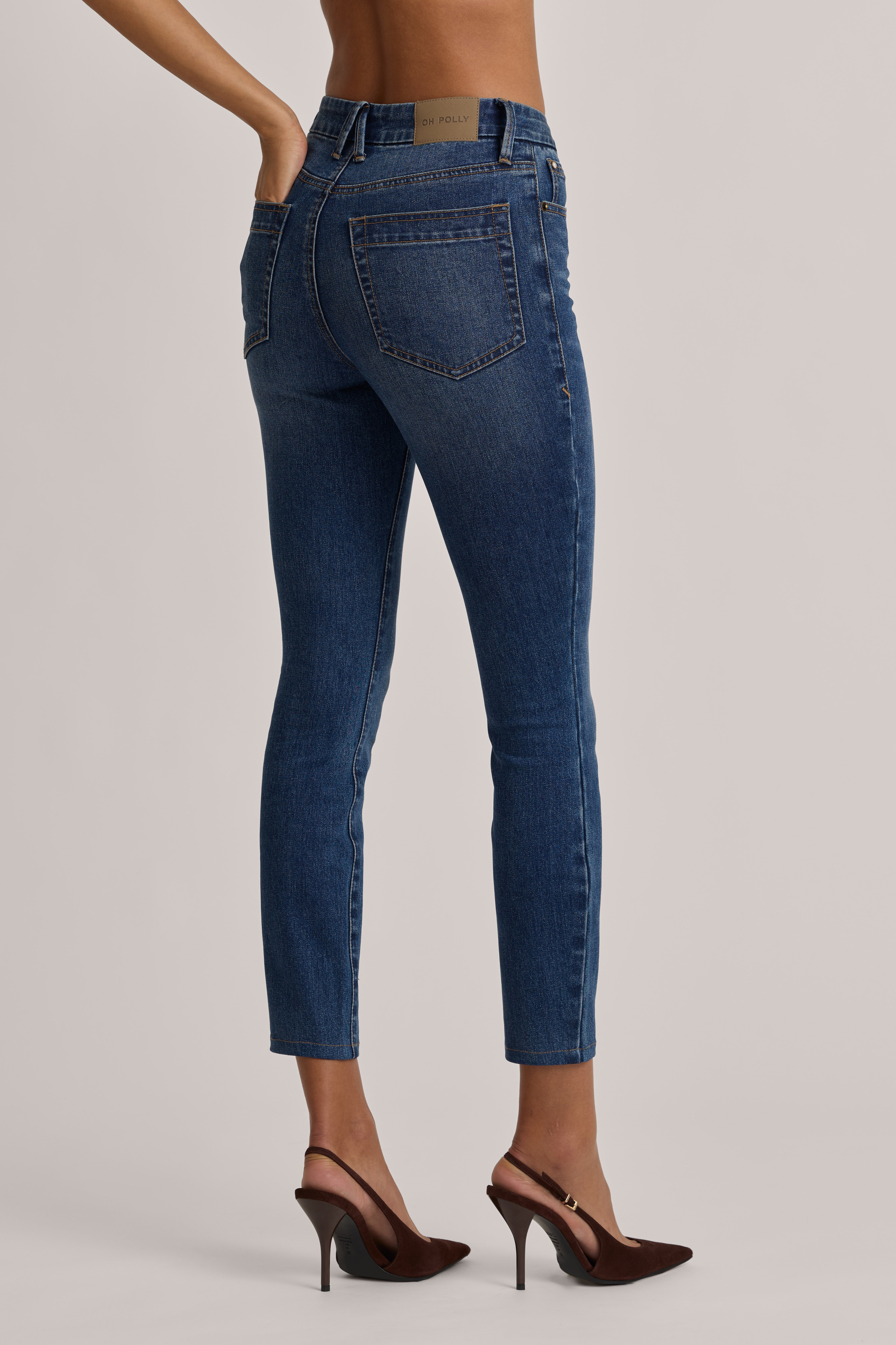 Oh Polly Trousers Kennie High-Rise Cropped Skinny jean délavé