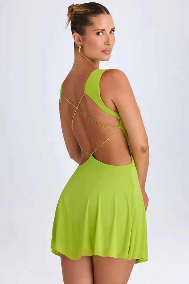 Oh Polly Kalista mini-robe vert lime dos ouvert