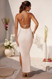 Oh Polly Mariposa 7284 Robe longue ivoire jersey décolleté