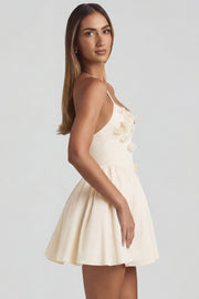 Oh Polly August mini robe corset ivoire fleurs licou