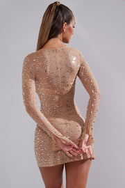 Oh Polly Zeta 7964 mini robe strass miel