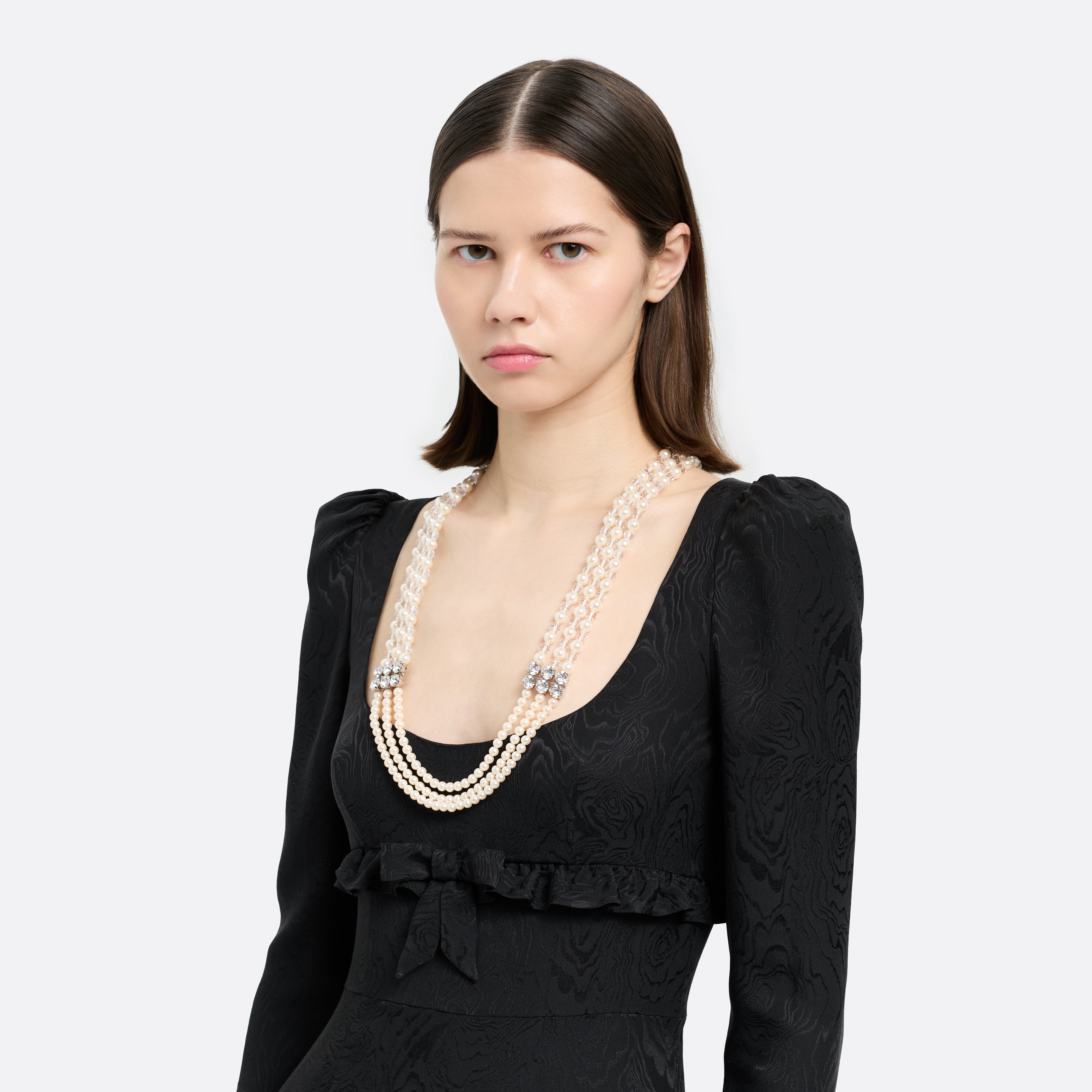 Alessandra Rich Multi-Strand Pearl collier perles cristal OS