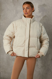 Oh Polly Essential doudoune cropped sand manches amovibles