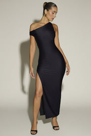 Oh Polly Akeeva 8421 Robe Maxi Asymétrique Noire
