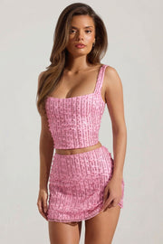 Oh Polly Jianna mini jupe rose strass taille basse