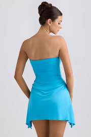 Oh Polly Efia mini robe bleu océan drapée jersey