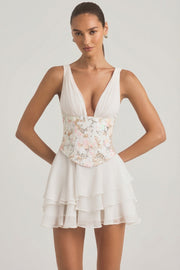Oh Polly Sakura 13511 mini robe ivoire corset fleuri