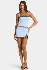 Oh Polly Waverly mini jupe modal bleu arctique