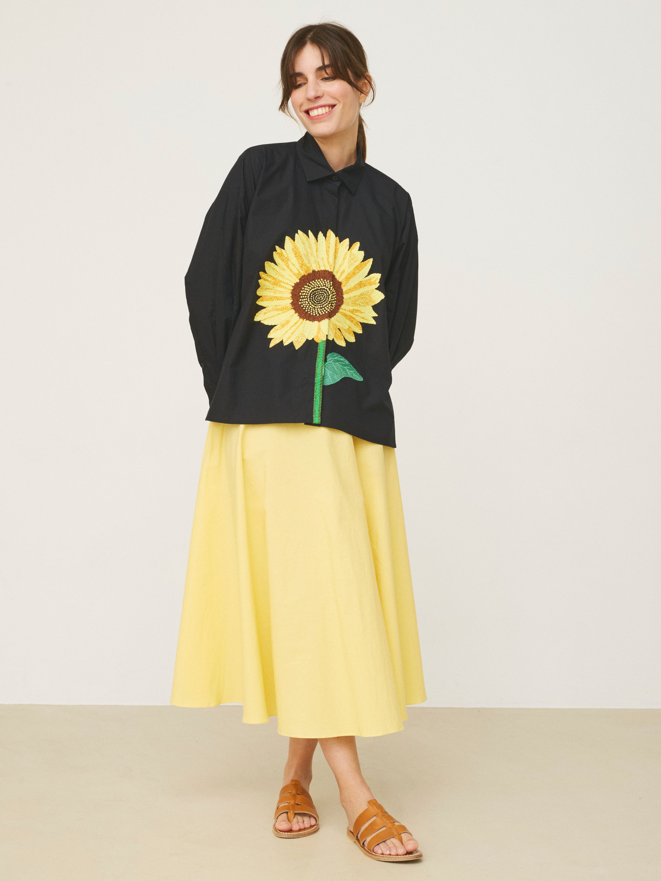 Mii Greta Tournesol chemise femme brodée XS-XXXL