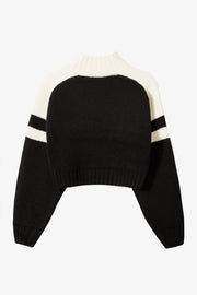 Oh Polly Knitwear BT1963B pull cropped noir col roulé