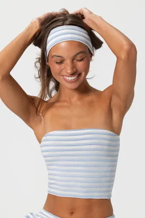 Oh Polly Bo+Tee Ribbed Jersey bandeau bleu rayé