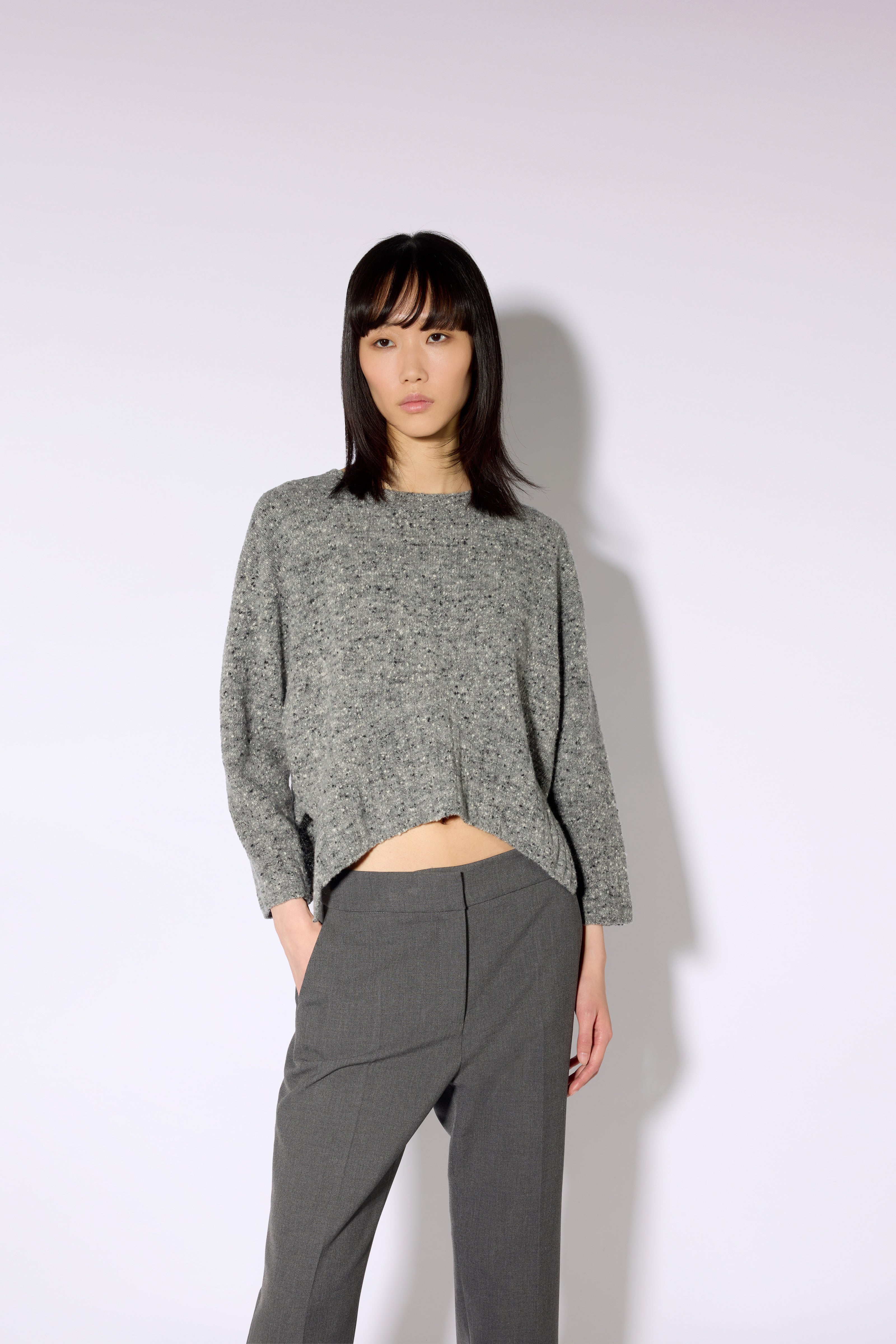 Liviana Conti Gemma pull gris chiné boutonné