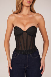 Oh Polly Tops Haut Zoa Noir Corset Bustier Lacé
