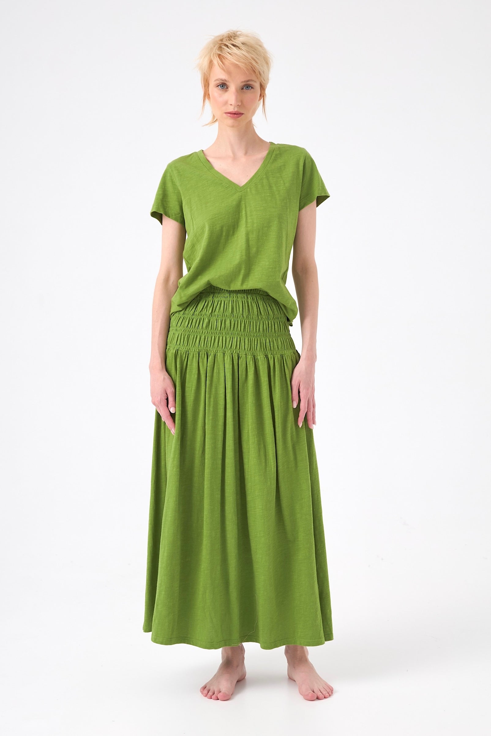 Chicosoleil Wendy jupe longue verte S flanelle coton