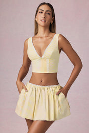 Oh Polly Skirts Mini Jupe Jaune Rayée Coton Élastique