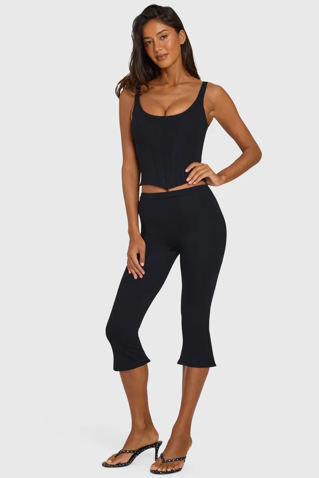 Oh Polly 16783 Legging Capri Noir Ponte Zip