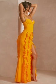 Oh Polly Perrine 6917 robe maxi tangerine corset satin