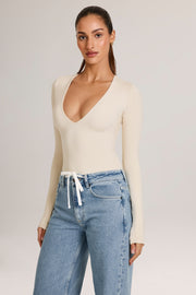 Oh Polly Elodie Body Manches Longues Ivoire Col V Modal