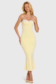 Oh Polly Winslet Robe Bustier Beurre Dentelle Midaxi