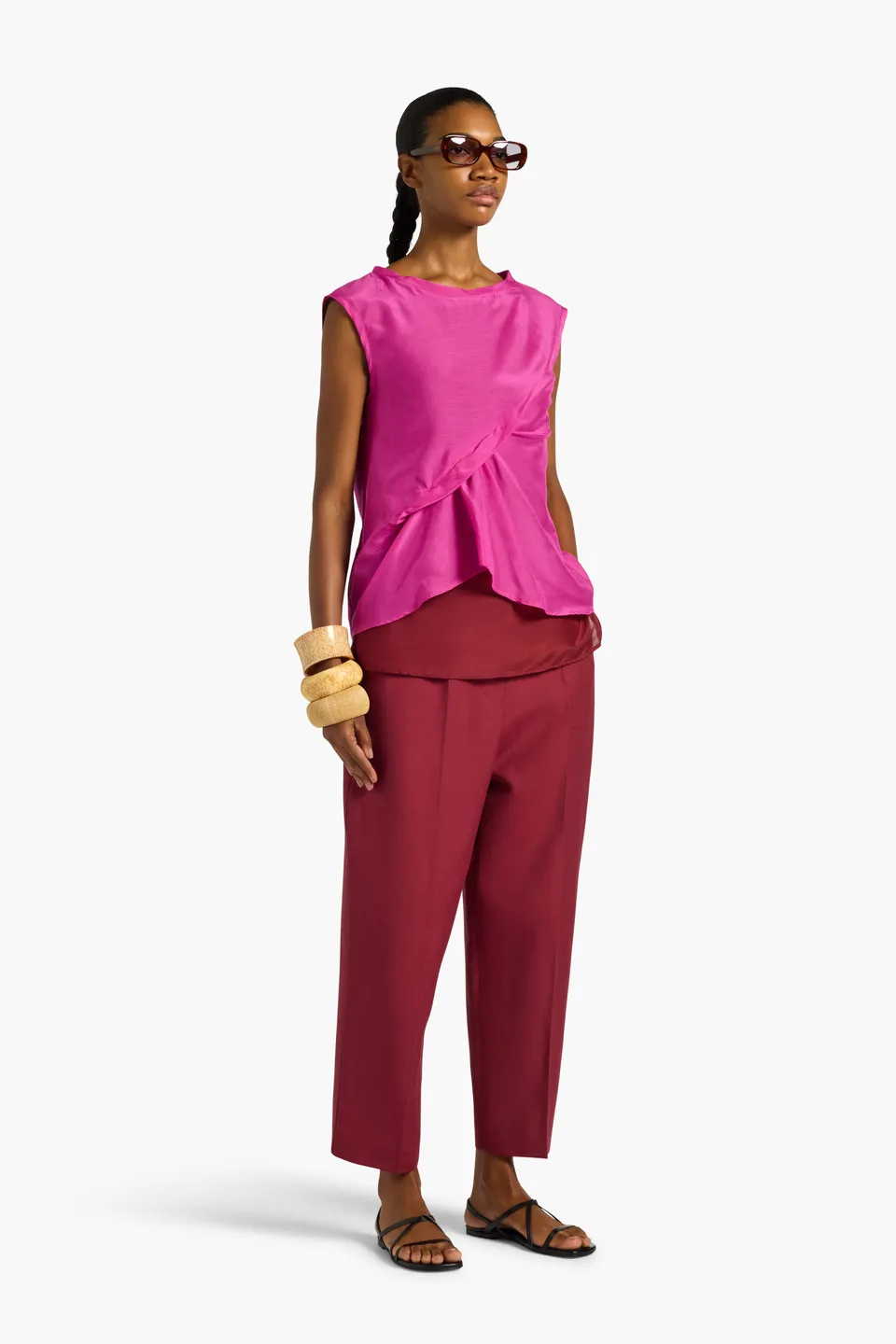 Liviana Conti Bethany Top Voile Coton-Soie Bicolore Bouganville