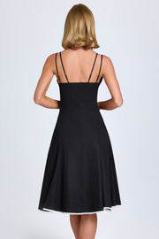 Oh Polly Mallory robe midi noire à nœuds coton