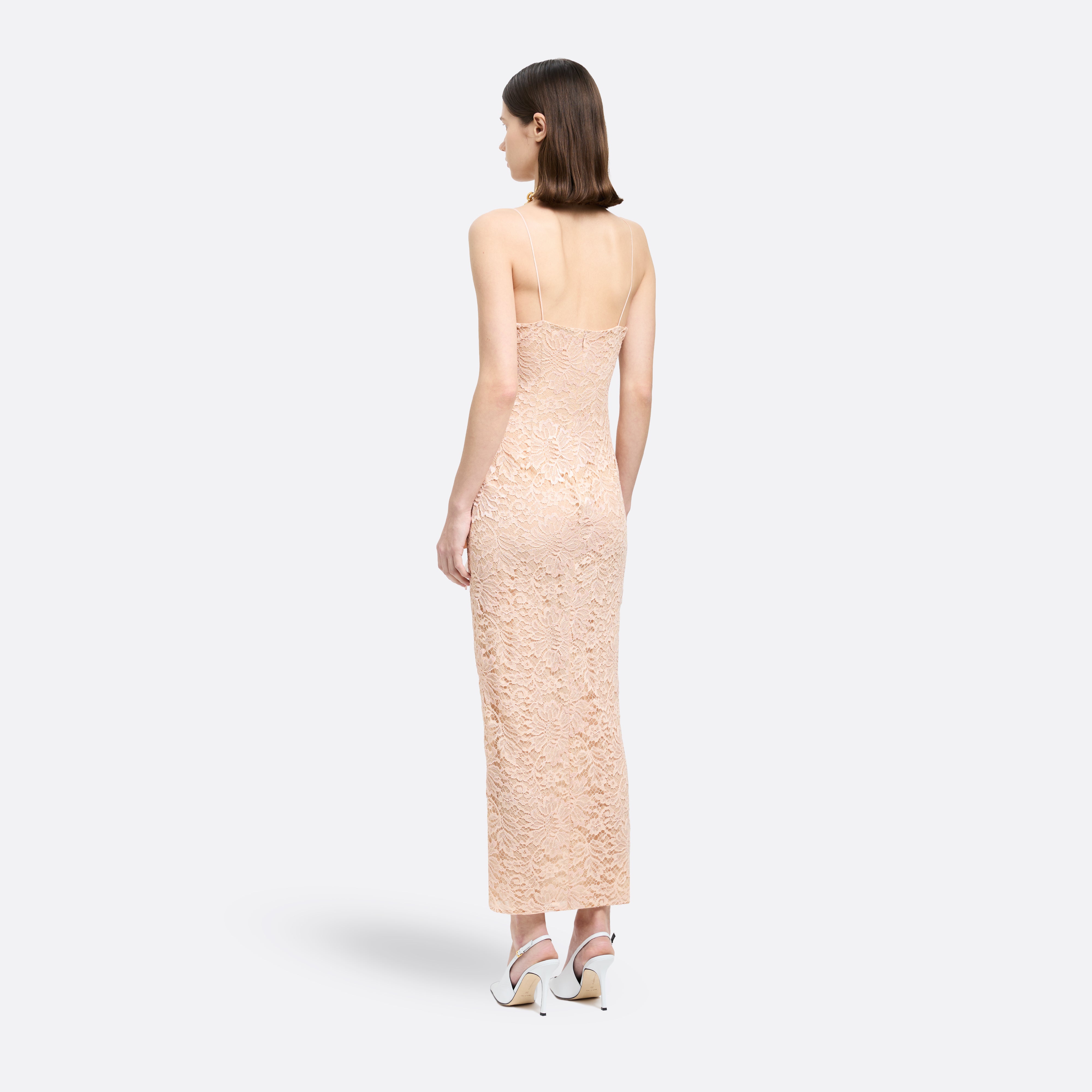 Alessandra Rich Lace Slip robe nude dentelle sequins