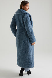 Oh Polly Alaska manteau long bleu fausse fourrure
