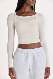 Oh Polly Tops Haut ButterCloud Coconut Côtelé Sculptant