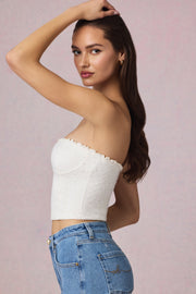 Oh Polly Tops Hania Caraco Blanc broderie anglaise