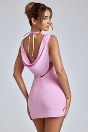 Oh Polly Mirabel robe mini col bénitier rose bubblegum satin