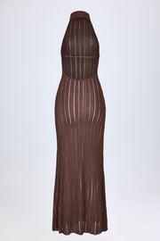 Oh Polly Solara Robe Maxi Bronze Dos Nu Col Montant