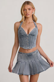 Oh Polly Lotta top corset bleu clair dentelle
