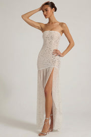 Oh Polly Embellished Kerra robe maxi blanche strass