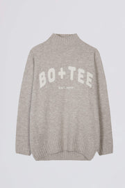 Oh Polly Knitwear Pull Soft Knit Oversized Oatmeal col roulé