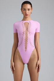 Oh Polly Raine Body Lacets Rose Violet Moulant