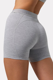 Bo+Tee Soft Active Mini Short Gris Chiné Taille Haute