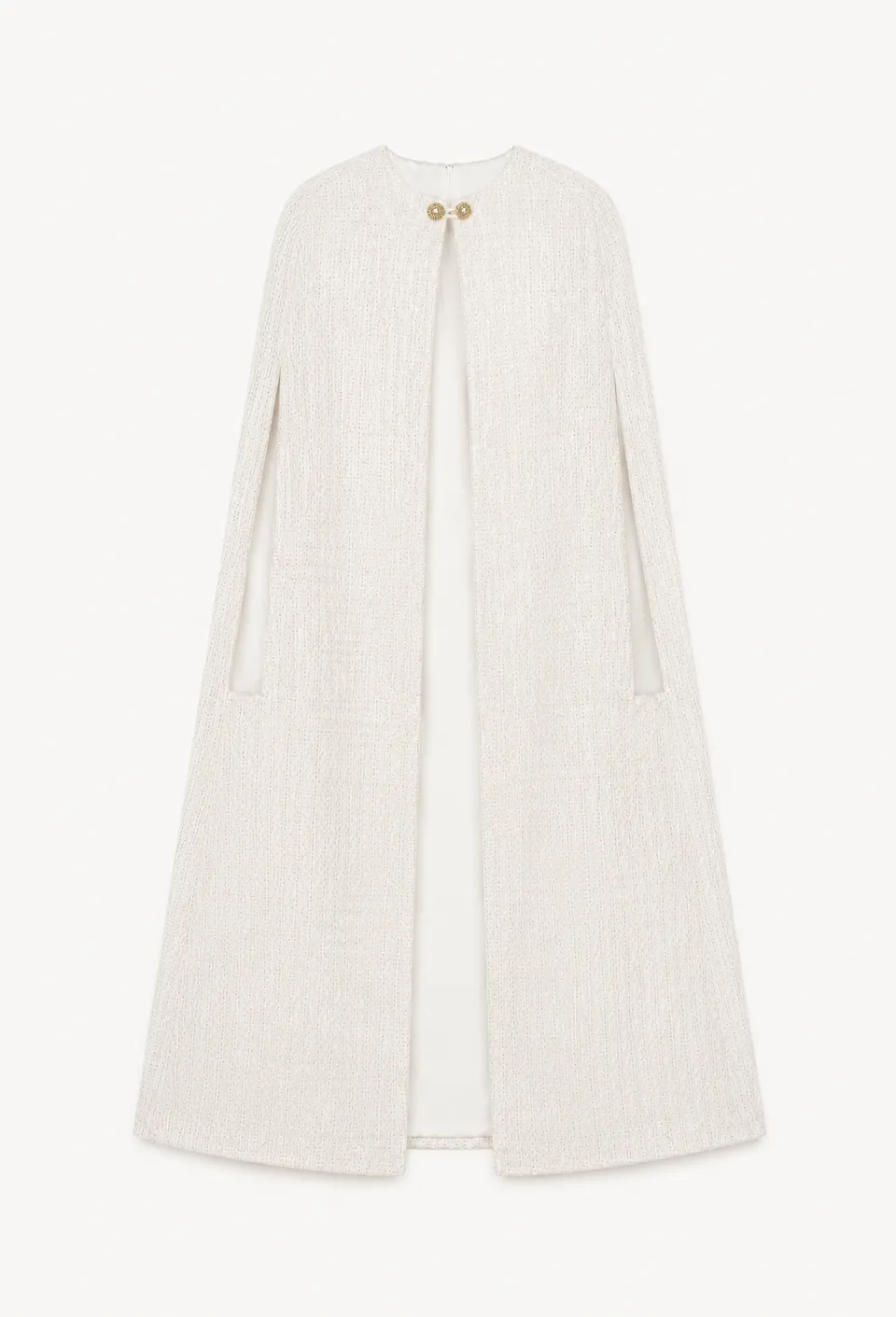 The Ethiquette Diamant cape longue blanche tweed 83 cm