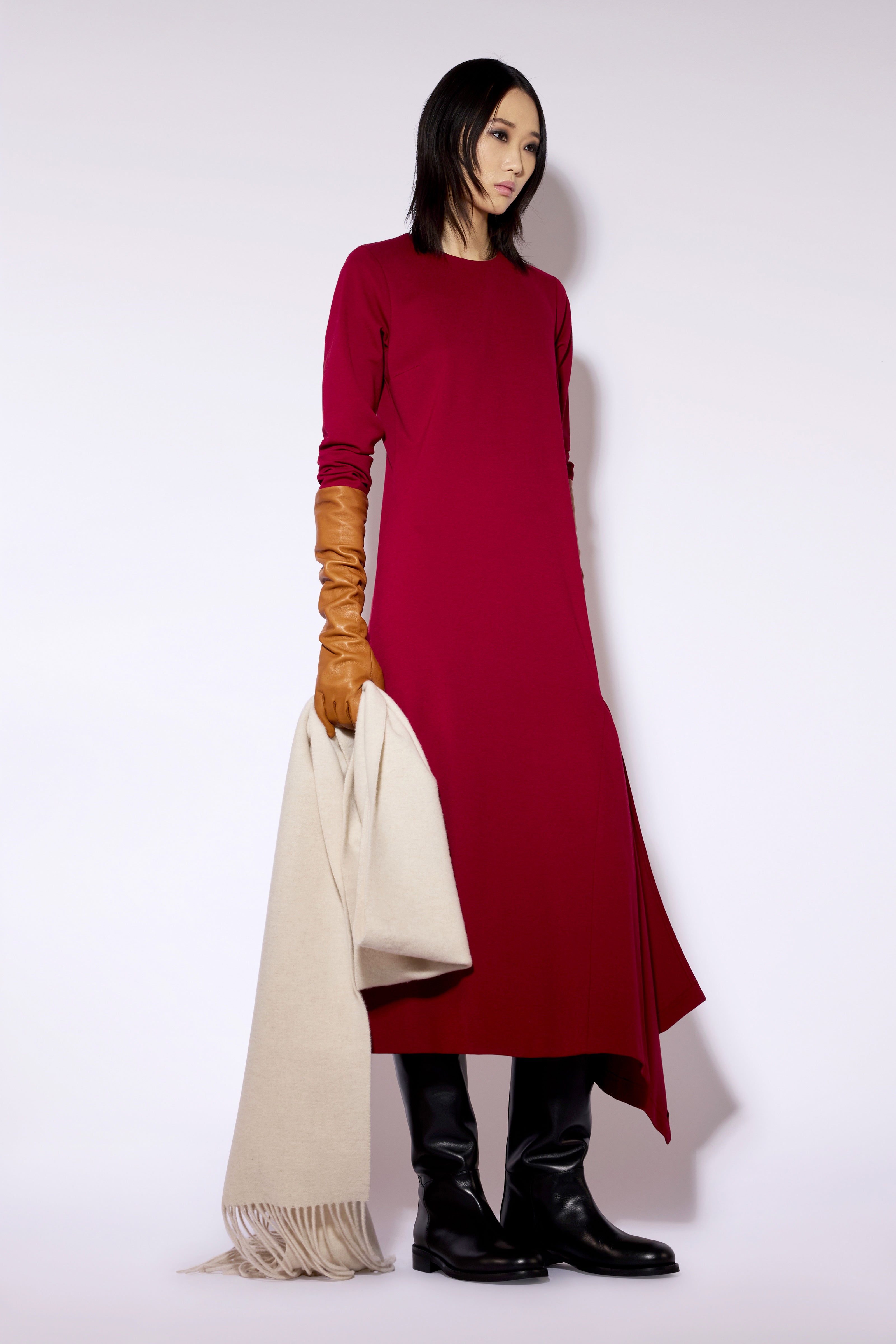 Liviana Conti Kaia robe paprika drapée manches longues