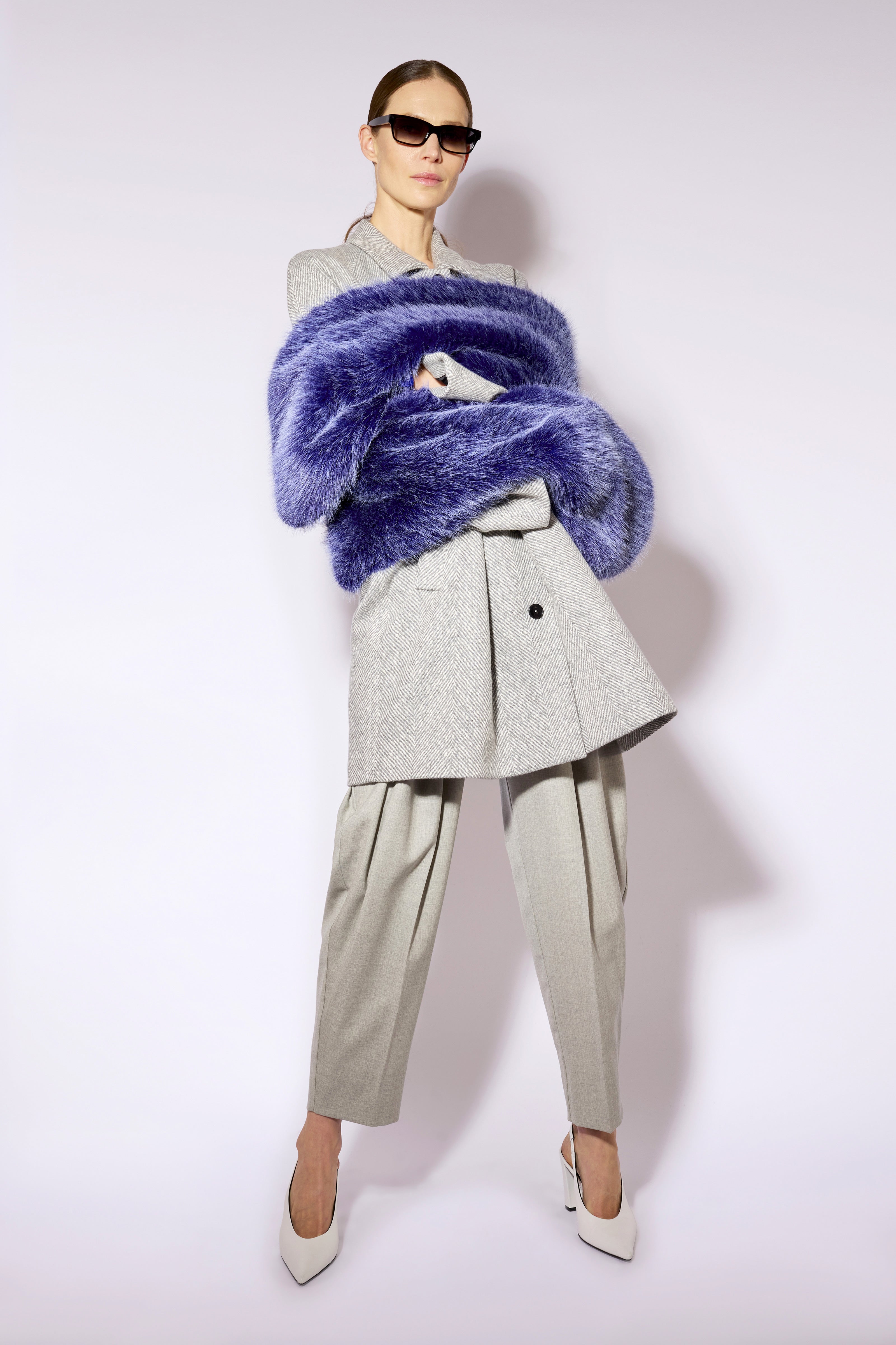 Liviana Conti Jacob Manteau Cachemire Gris Herringbone