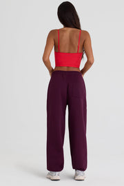 Oh Polly Trousers jogging bordeaux coton taille mi-haute