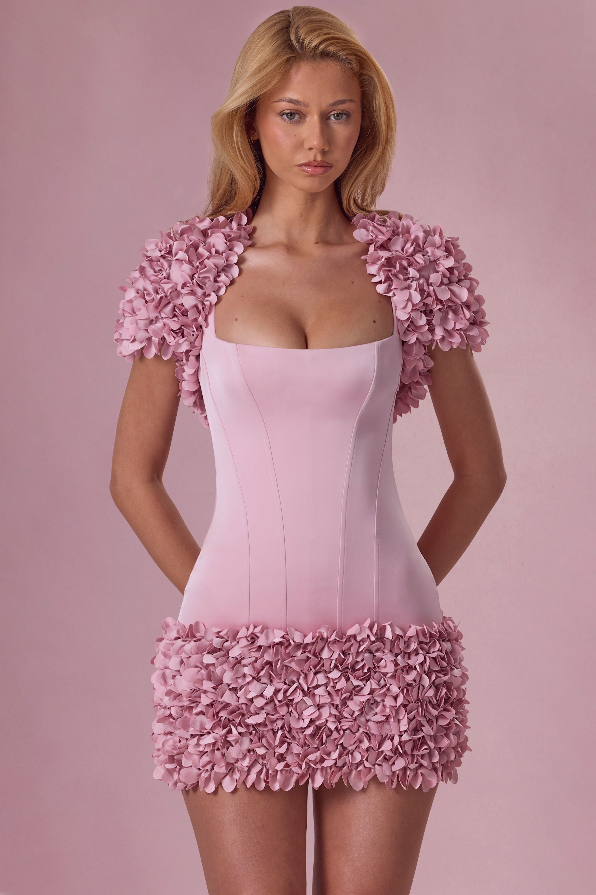 Oh Polly Soretta boléro court rose fleurs 3D