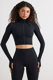 Oh Polly Bo+Tee top court noir col montant sport