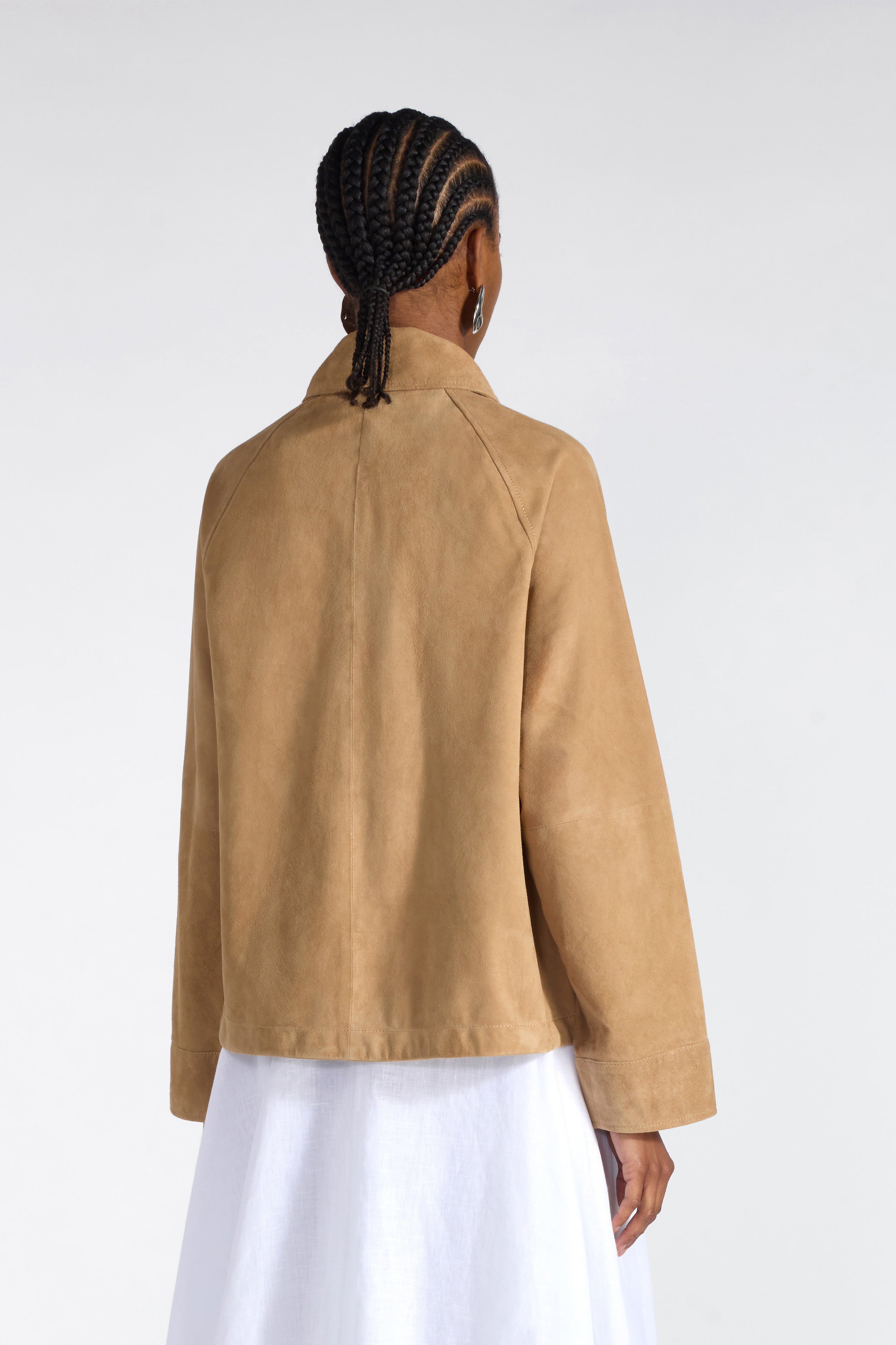 Liviana Conti Lance veste daim cremino col chemise zip