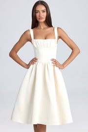 Oh Polly Marguerite Robe Midaxi Ivoire Satin Lacée