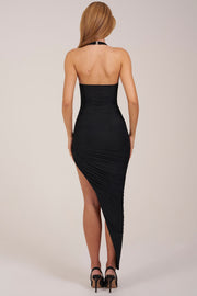 Oh Polly Robe Midaxi Licou Fendue Noire 150 cm
