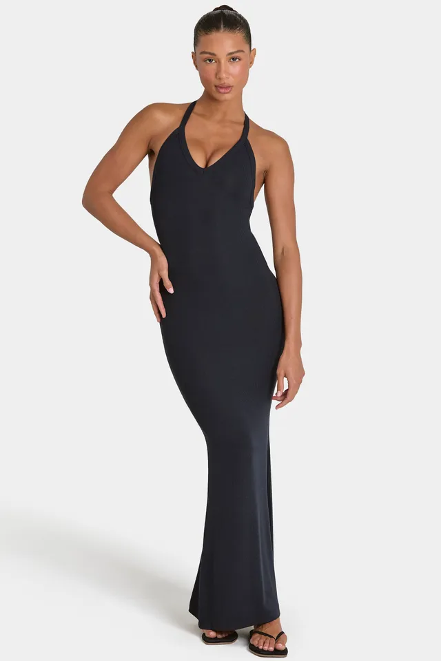 Oh Polly ButterCloud robe maxi noire moulante stretch