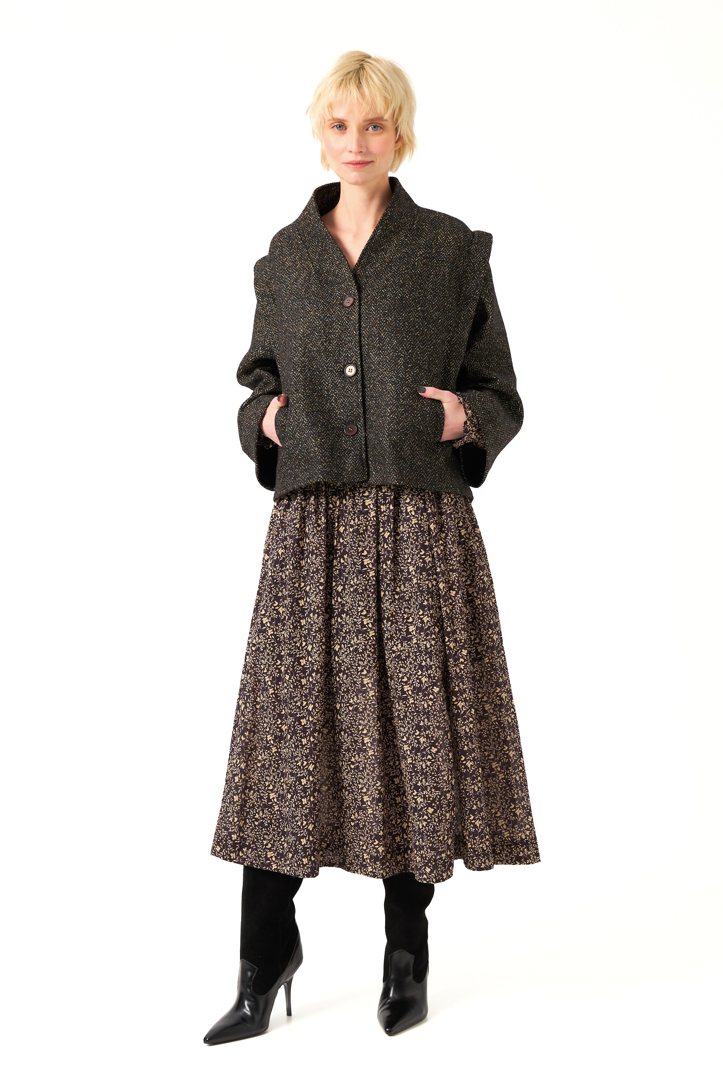 Chicosoleil Akira veste courte tweed mystic chevron