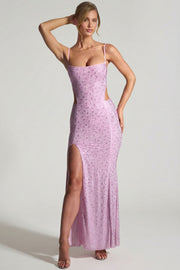 Oh Polly Lucienne robe maxi sirène rose pivoine strass