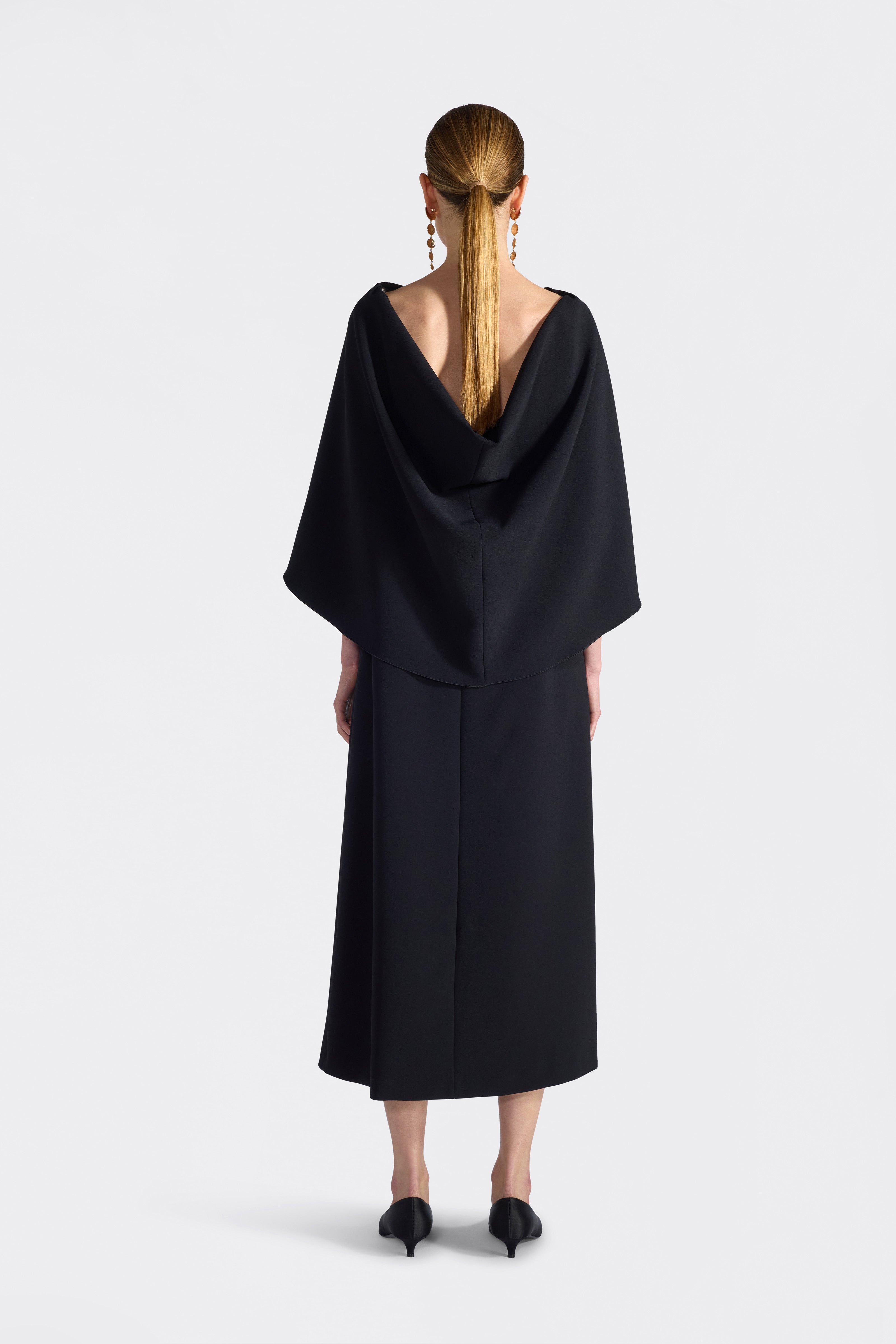 Liviana Conti Melanie robe midi noire 40 cadi drapée