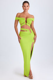 Oh Polly Urara Jupe Maxi Vert Lime Découpes Fendue